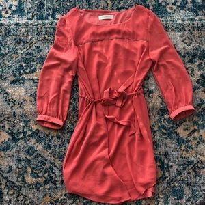Coral Cocktail Dress- 3/4 Sleeved Size S